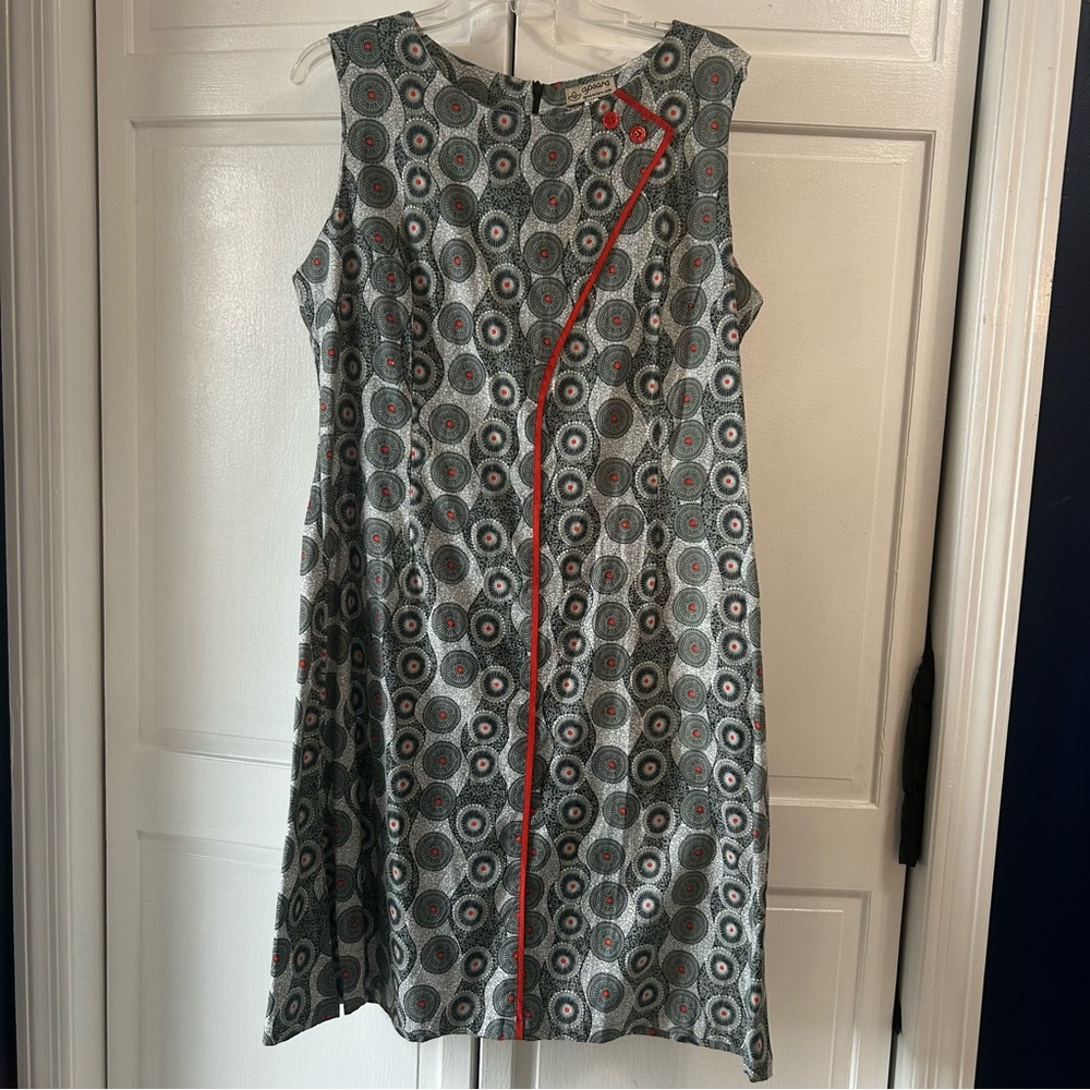 Black and Red Patterned Midi Dress
